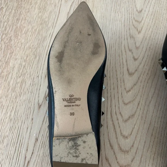 Valentino Garavani Black Rock Studded Flats - Picture 6 of 7